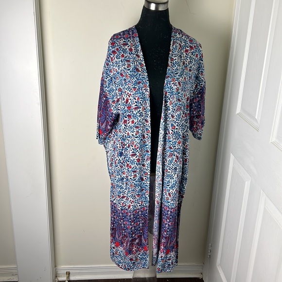 Revamped Boho Parsley Maxi Slit Kimono Duster Size Medium - Picture 8 of 14